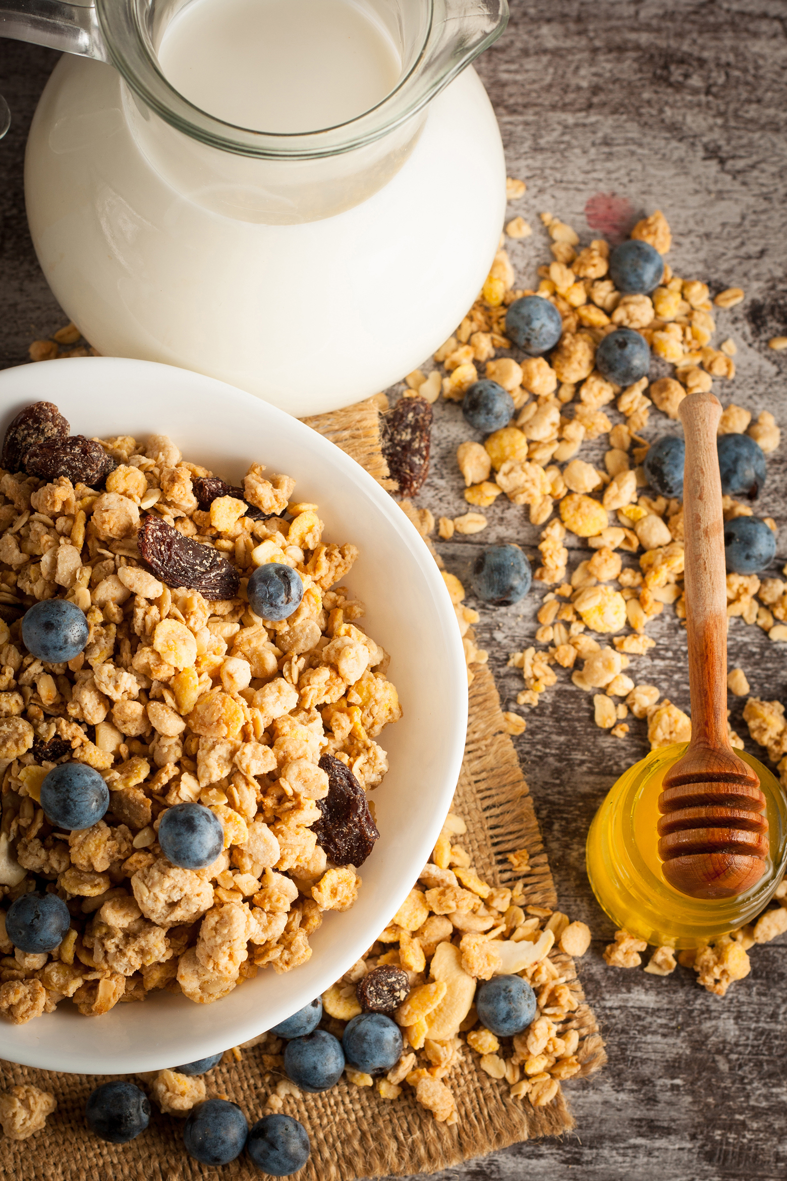 Frokost, müsli og melk